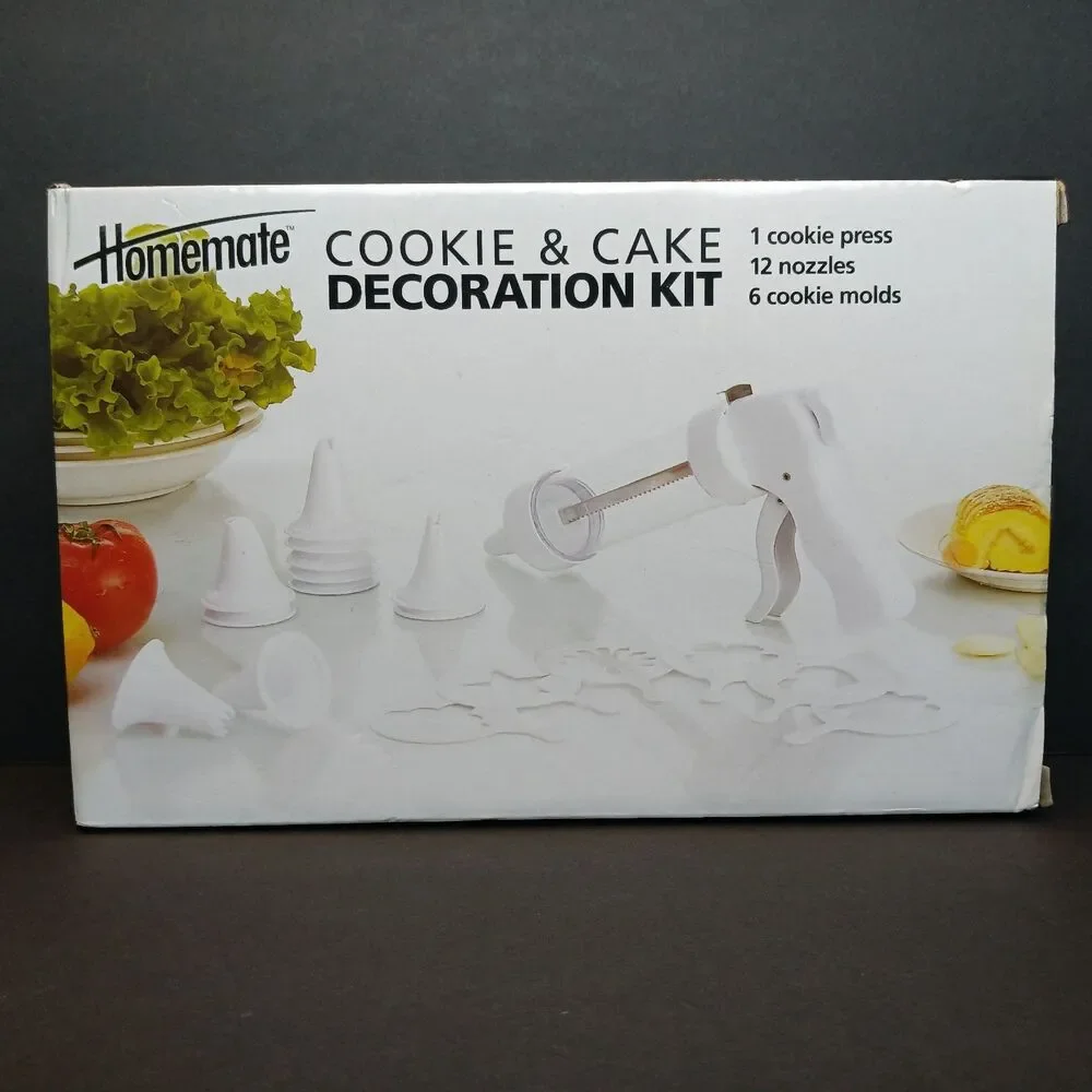 Homemate Cookie & Cake Decoration Kit 19 Piece Set with Press 12 Nozzles 6 Molds